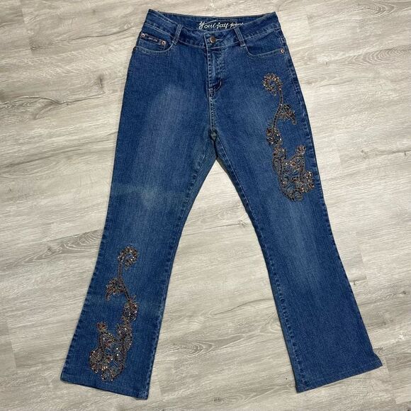 Yoni Jay Beaded High Rise Ankle Jeans Size 8 Women’s Blue Y2K - Picture 2 of 12